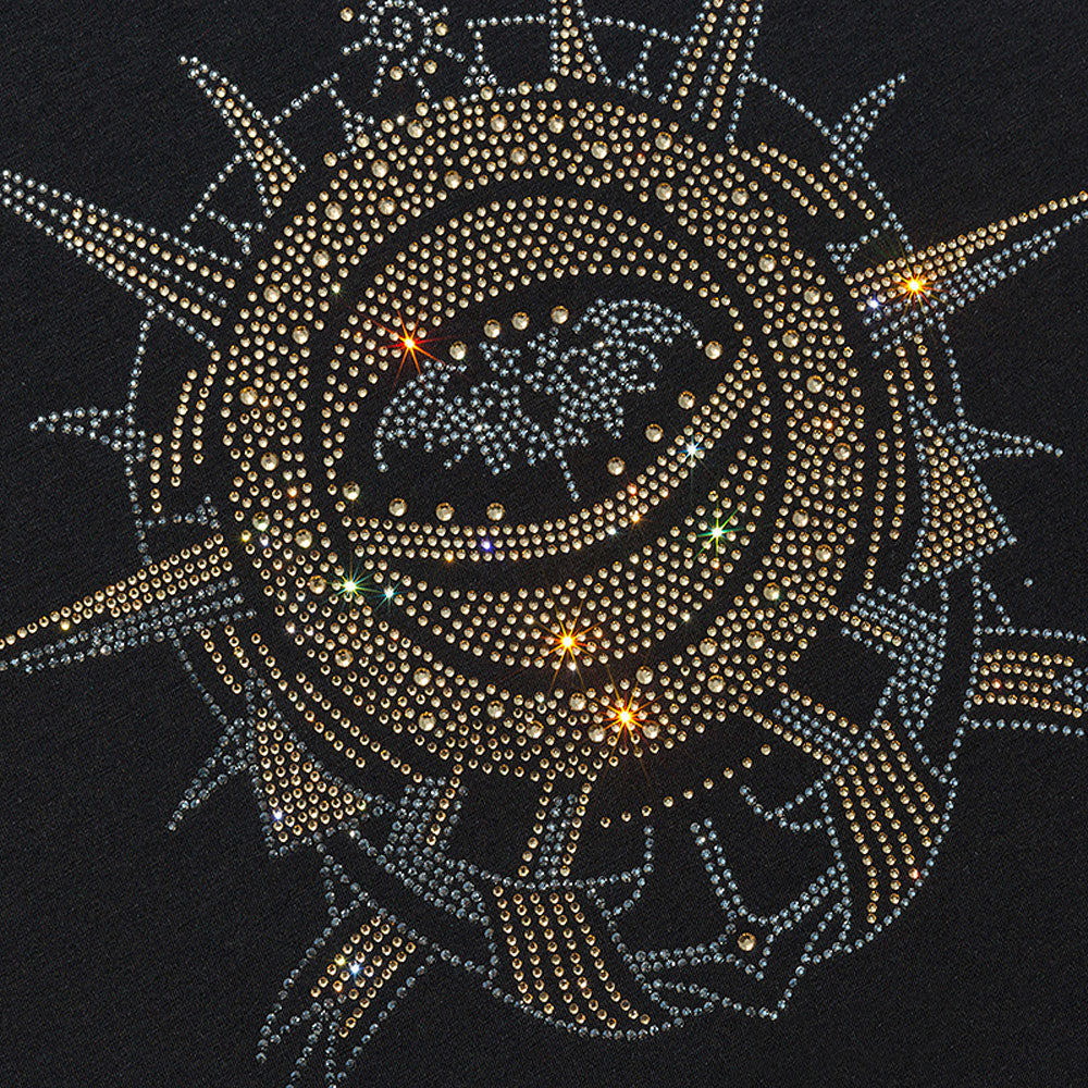 Rhinestone Solid Cotton Short-Sleeved T-Shirt