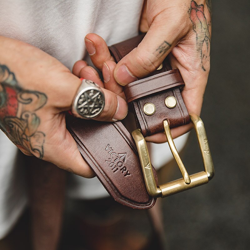 Vintage Solid Coffee Color Leather Belt