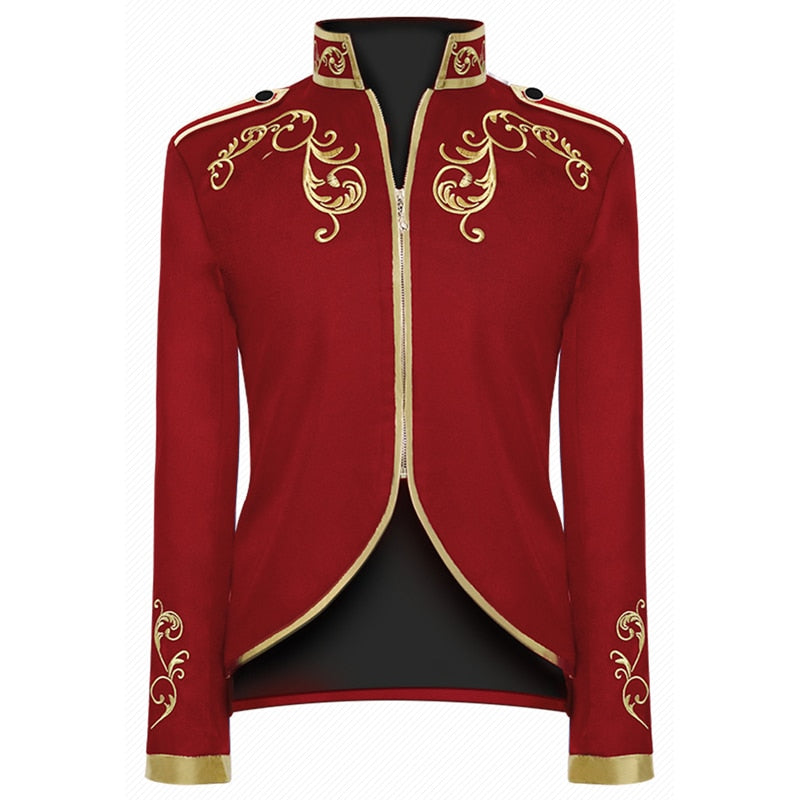 Luxurious Victorian Style Golden Embroidery Polyester Blazer