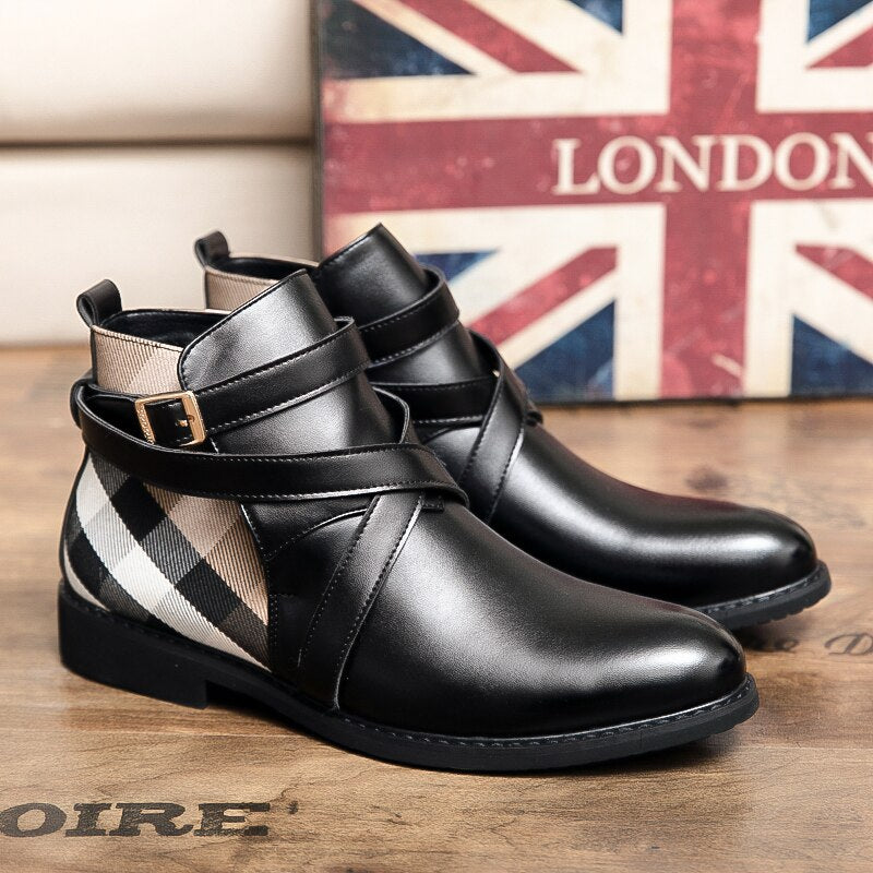 Casual Patchwork Buckle Strap Ankle Boots