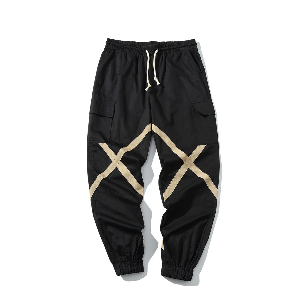 Criss Cross Knee Detail Streetwear Men Jogger Pants - FanFreakz