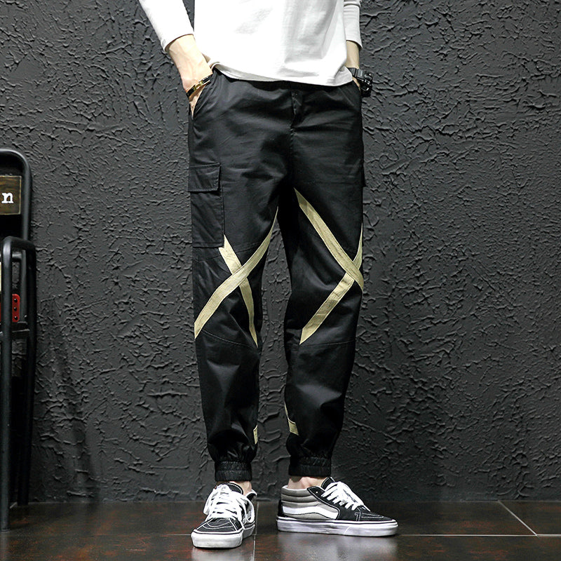 Criss Cross Knee Detail Streetwear Men Jogger Pants - FanFreakz