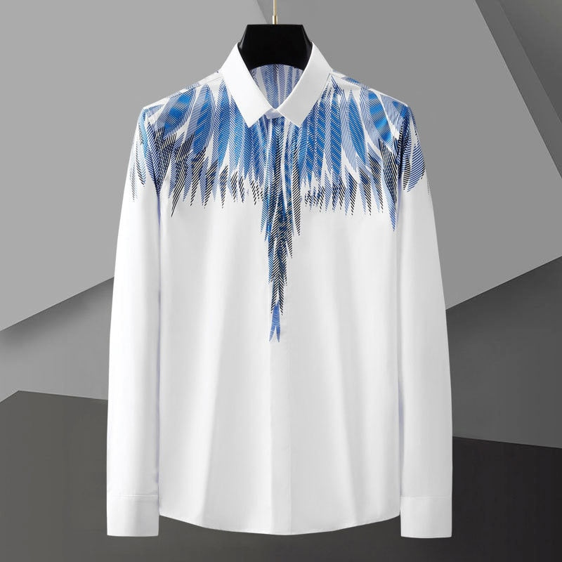 Casual Blue Printed Polyester Shirt