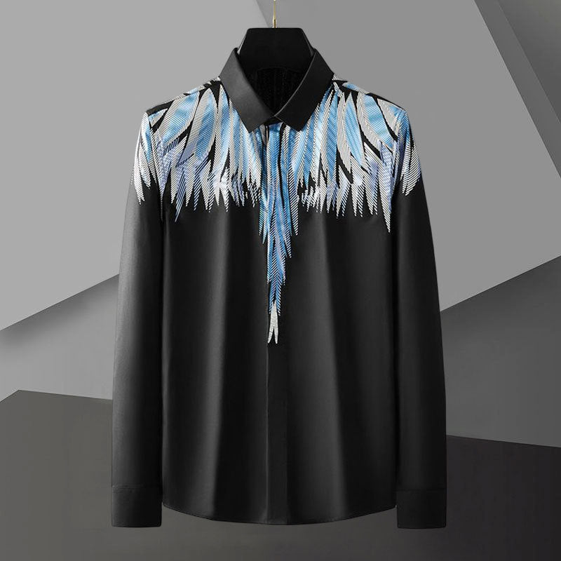 Casual Blue Printed Polyester Shirt