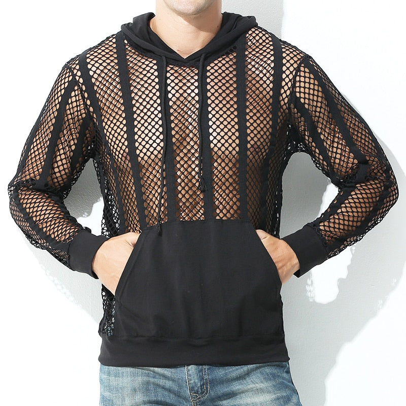 Mesh Transparent Long Sleeve Hoodie