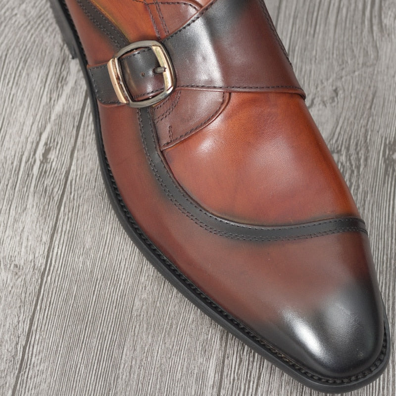 Hand Painted Brown Leather Shoes