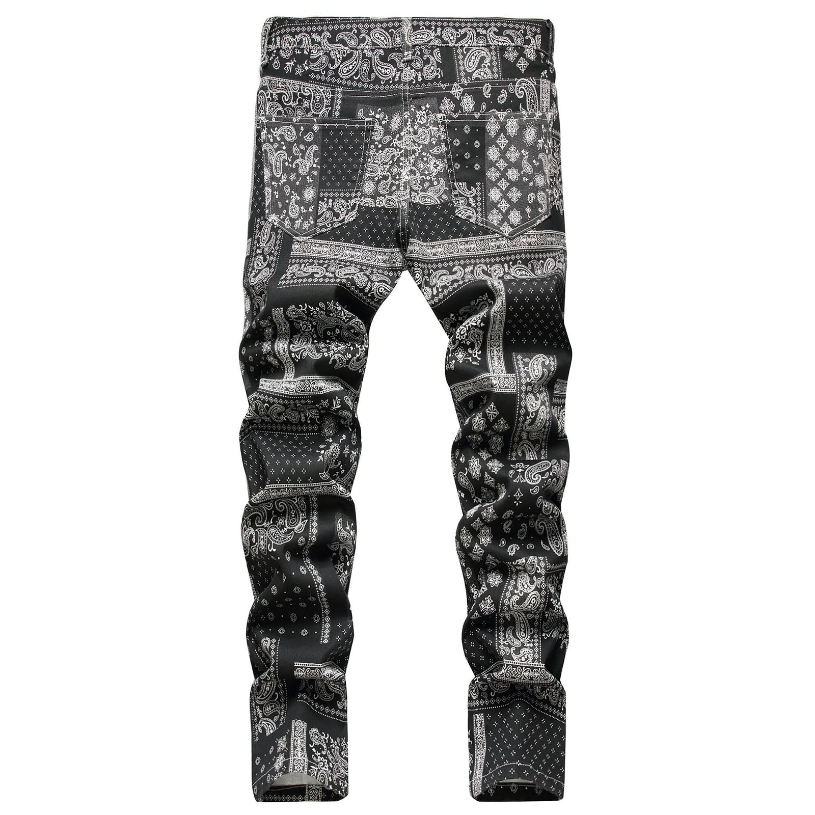 Paisley Geometric Printed Black Jeans