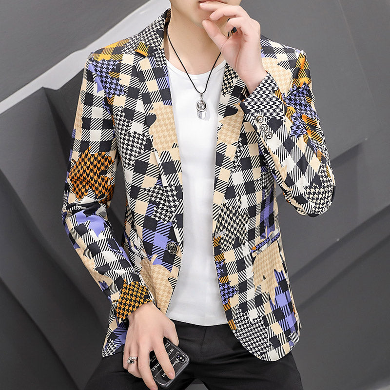 Geometric Patchwork Full Print Style Blazer