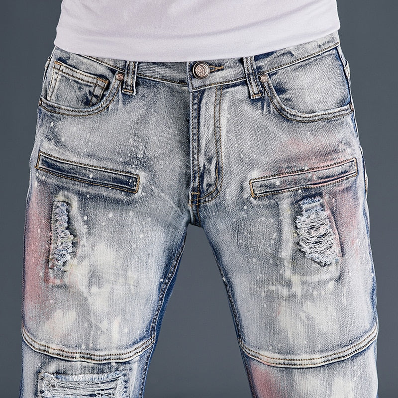 Galaxy Unicorn Patchwork Ripped Jeans