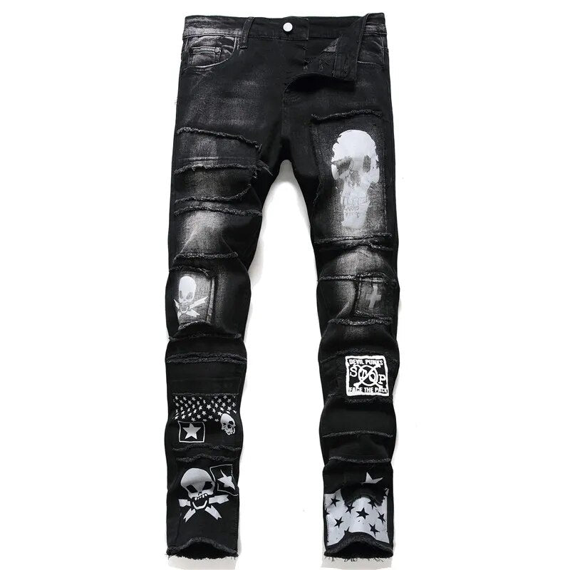 Black Skull Slim Fit Jeans