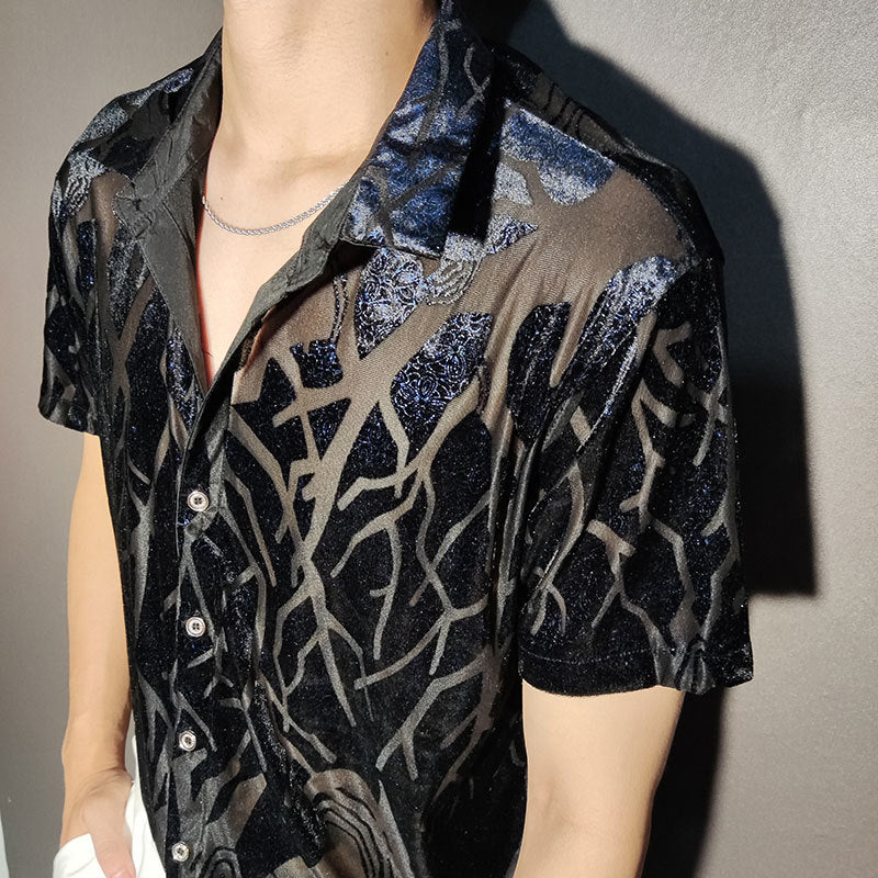 Abstract Art Pattern See-Through Shirt