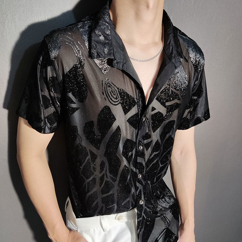 Abstract Art Pattern See-Through Shirt