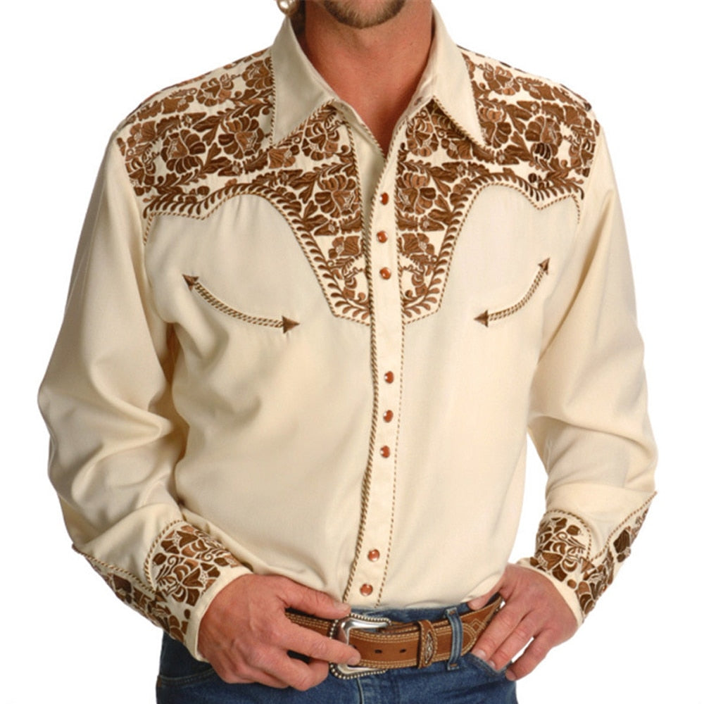 Flower Embroidery Luxury Men Shirt