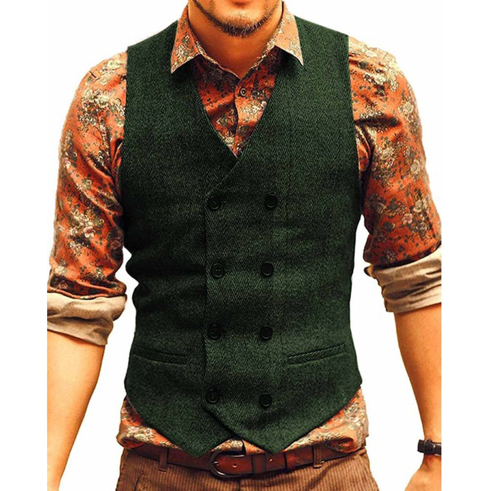 Classic Double Breasted V-Neck Vest