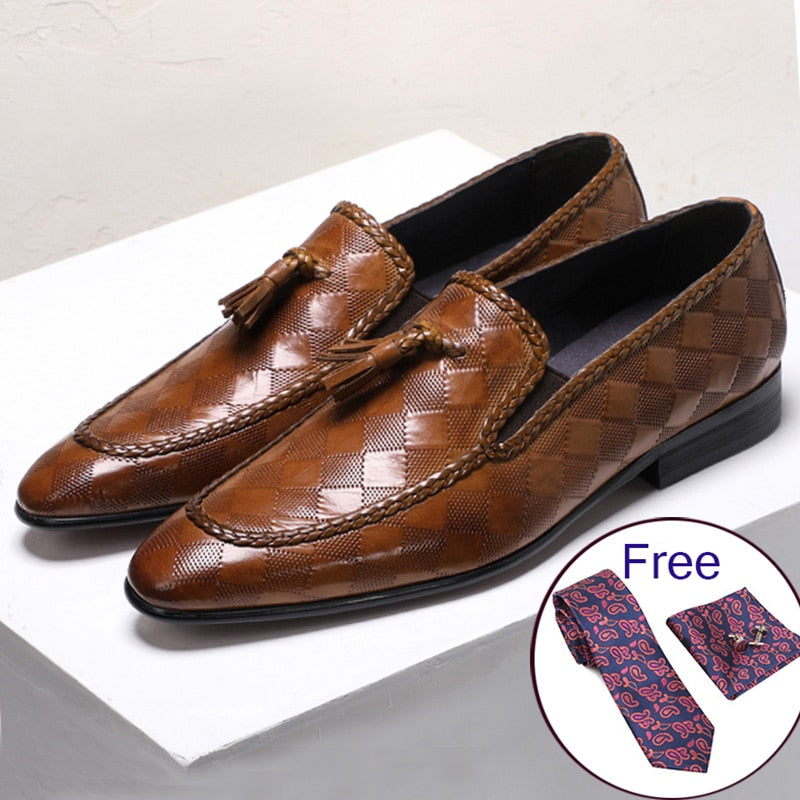 Formal Dress Style Bullock Tassel Genuine Leather Men Shoes