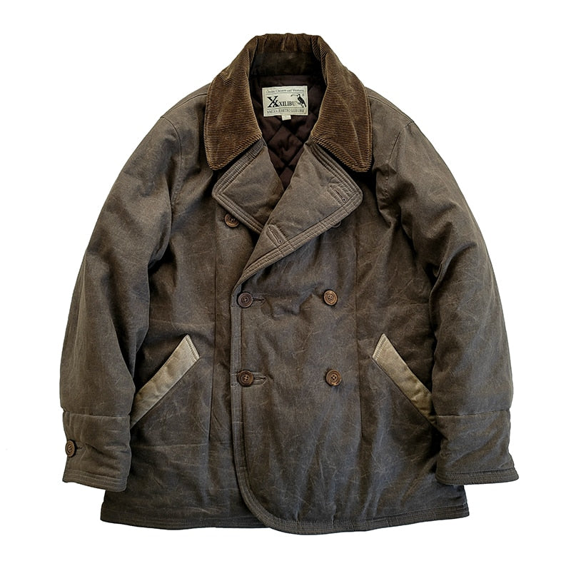 Oil Wax Double Breasted Vintage Jacket