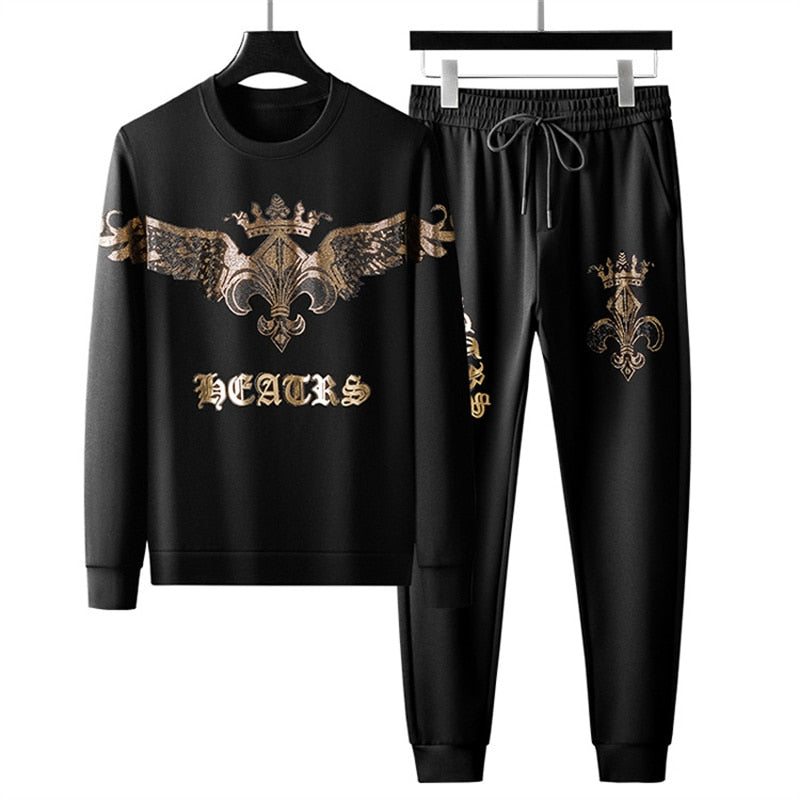 Winged Crown Fleur De Lis Printed Tracksuit