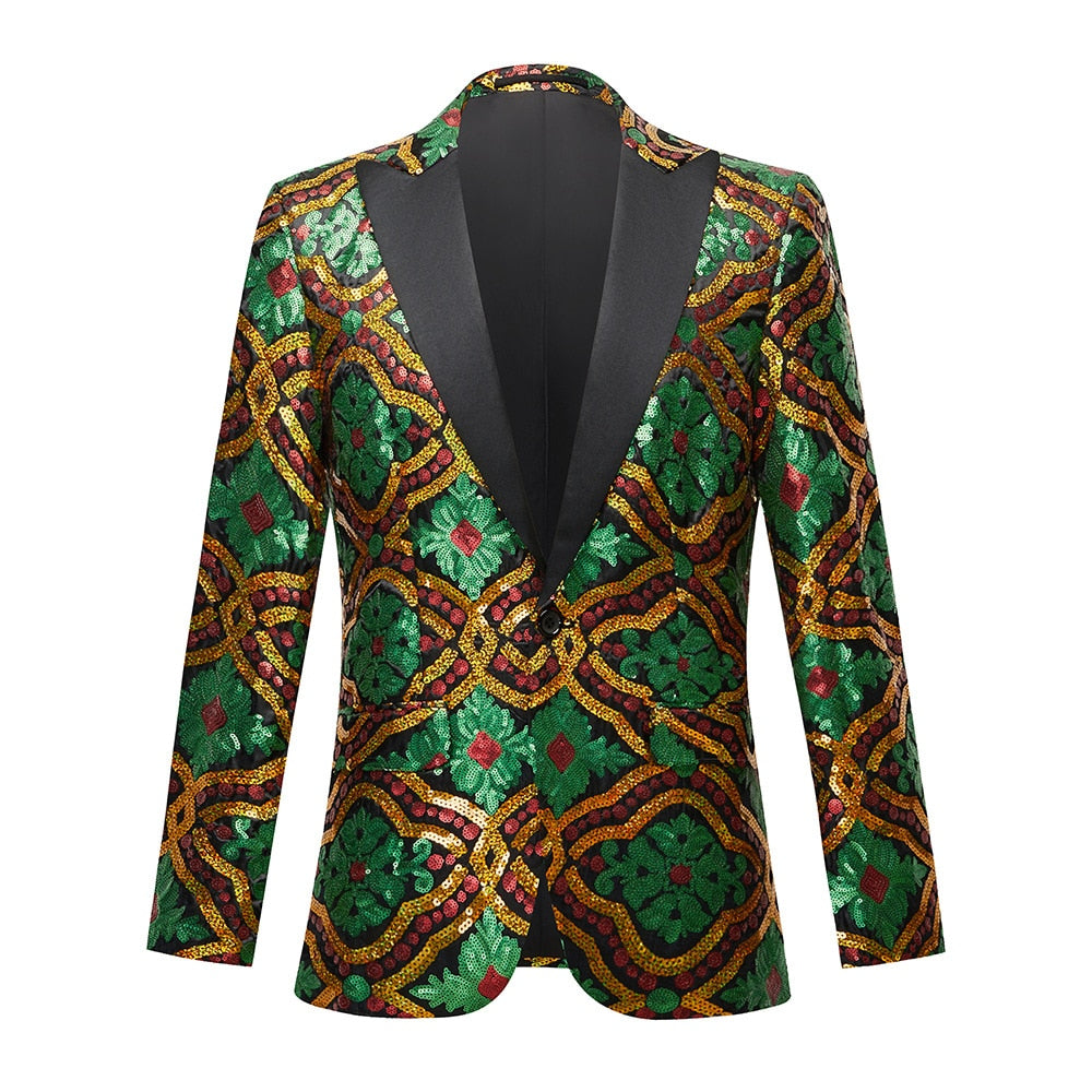 Green Gold Red Sequins Performance Blazer