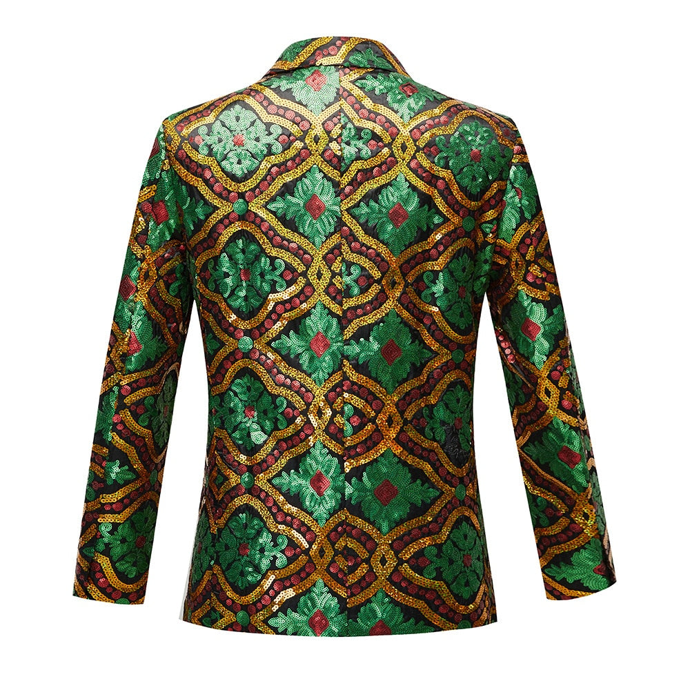 Green Gold Red Sequins Performance Blazer