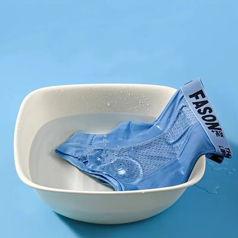 Ice Silk Solid Mesh Boxer