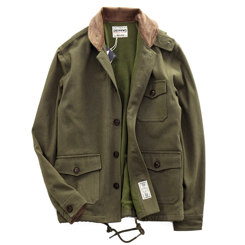 Safari Style Army Green Single Breasted Jacket