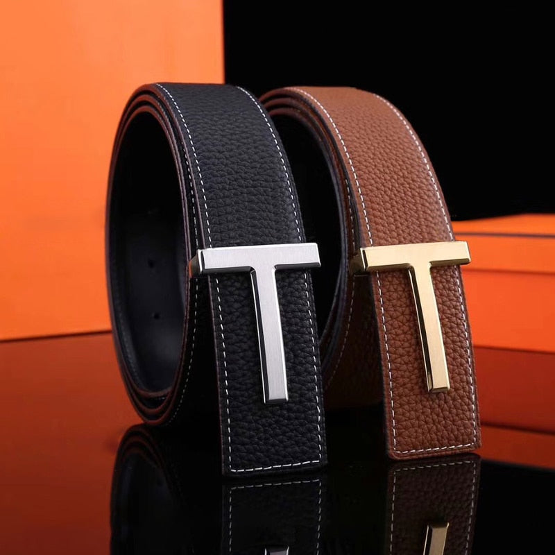 T-Letter Buckle Faux Leather Belt