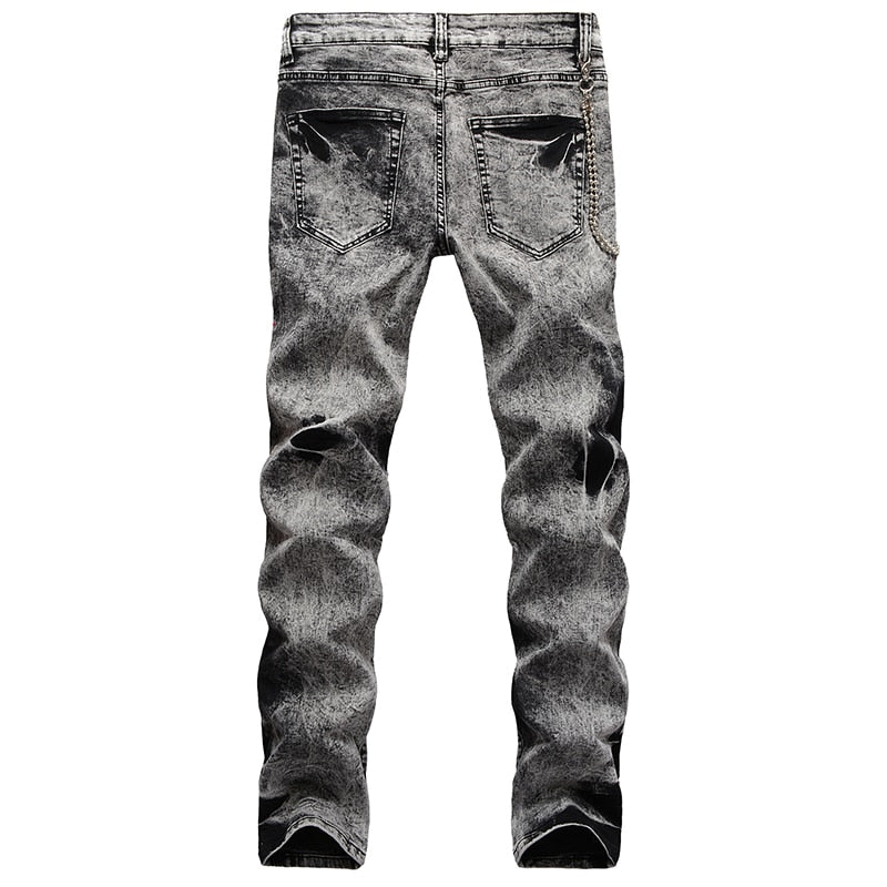 String Beaded Tie-Dyed Style Straight Jeans