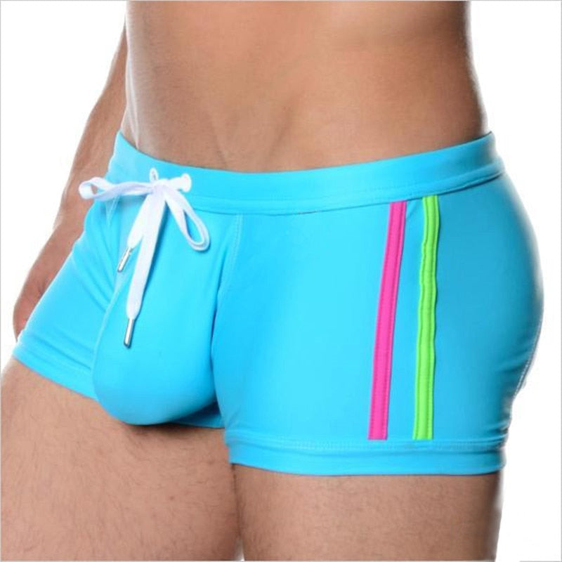 Side Two Colored Lines Decorated Swim Briefs