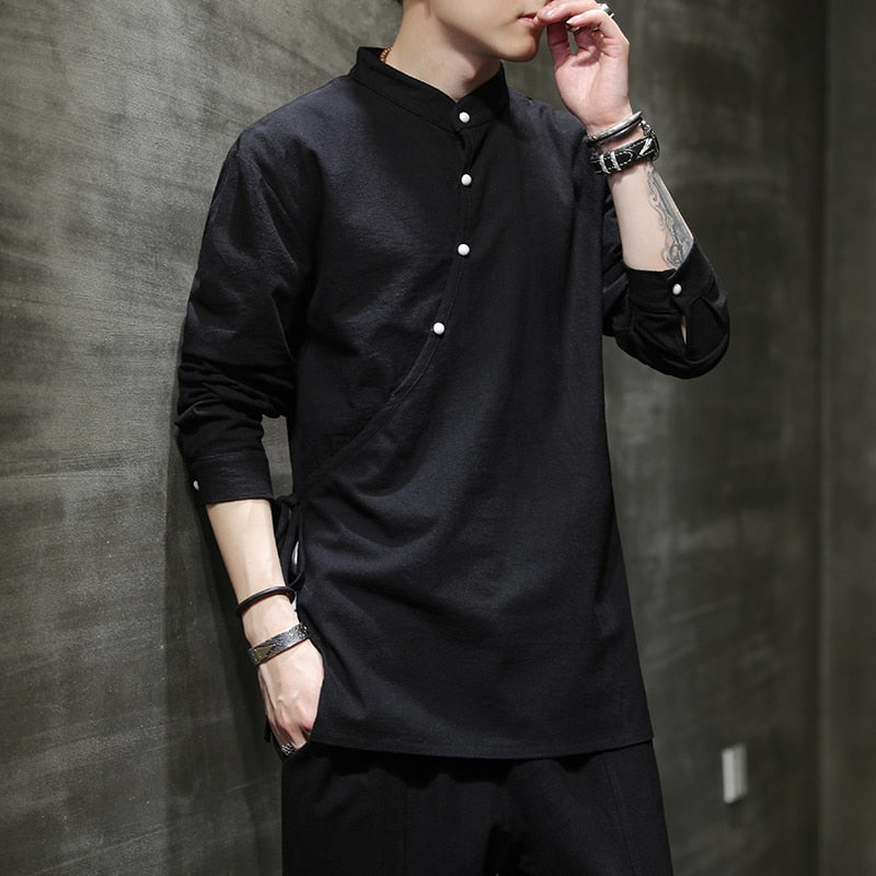 Irregular Button Solid Shirt