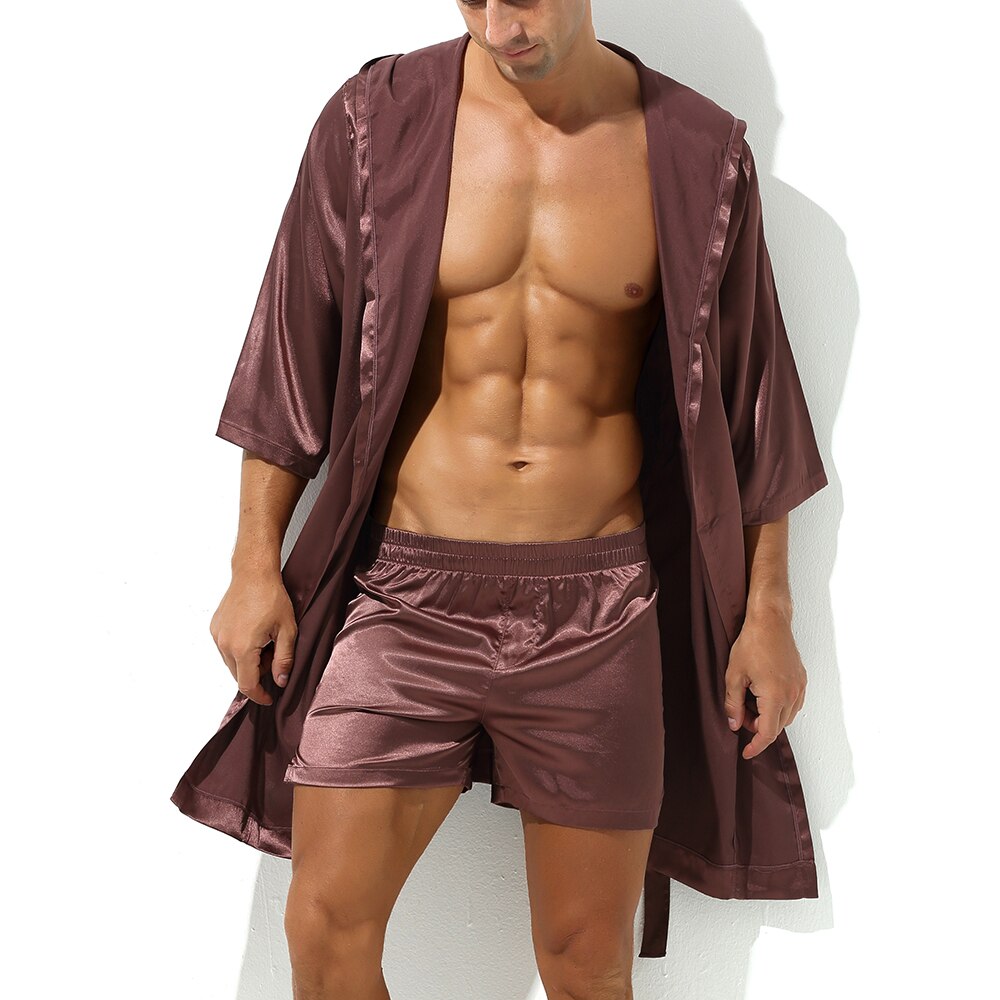 Hooded Satin Solid Pajamas Robe