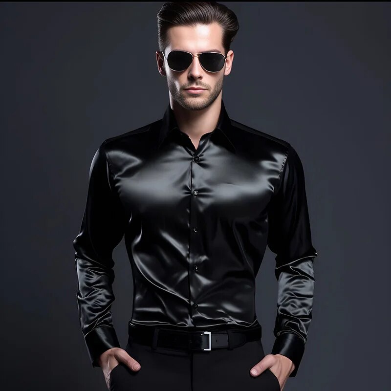 Classic Satin Silk Long Sleeve Shirt