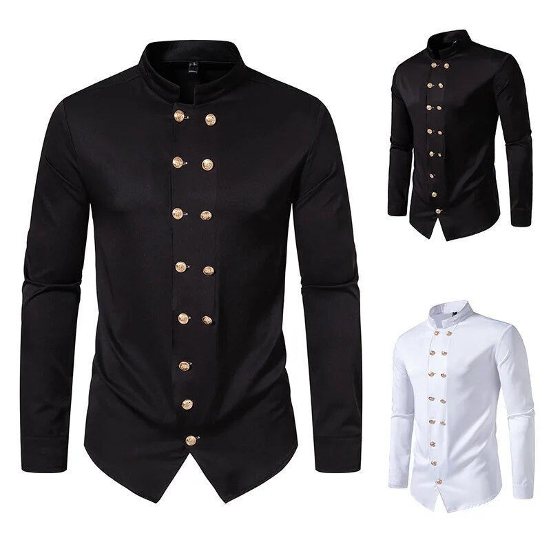 Slim Fit Double Breasted Cotton Shirt