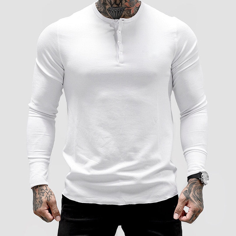 Plain Color Long Sleeve Slim-Fit Workout T-Shirt