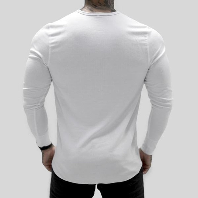 Plain Color Long Sleeve Slim-Fit Workout T-Shirt