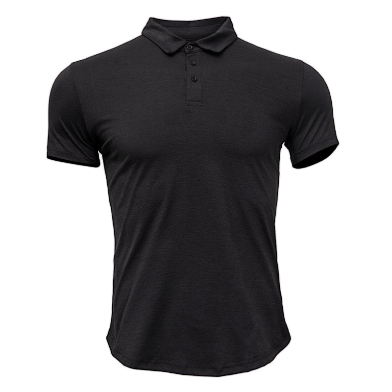 Sporty Spandex Solid Color Polo Shirt