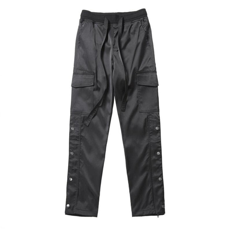 Multi Pocket Solid Streetwear Elastic Cargo Pants