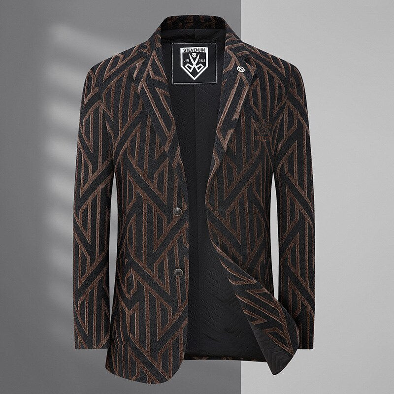 Black Coffee Geometric Line Blazer