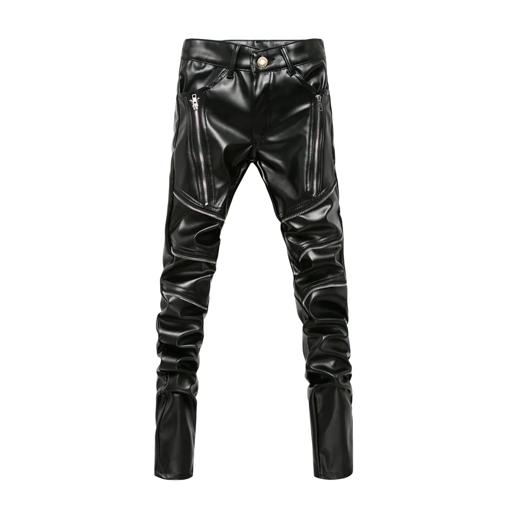 Zipper Decorative Faux Leather Pants