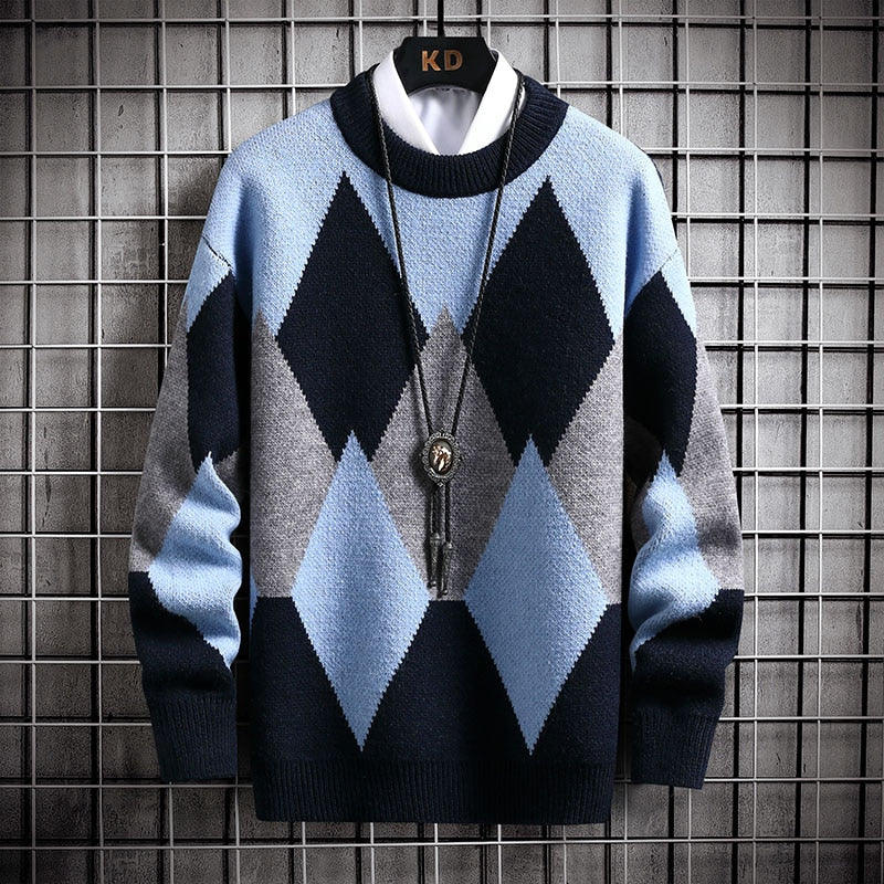 Argyle Pattern Cashmere Sweater