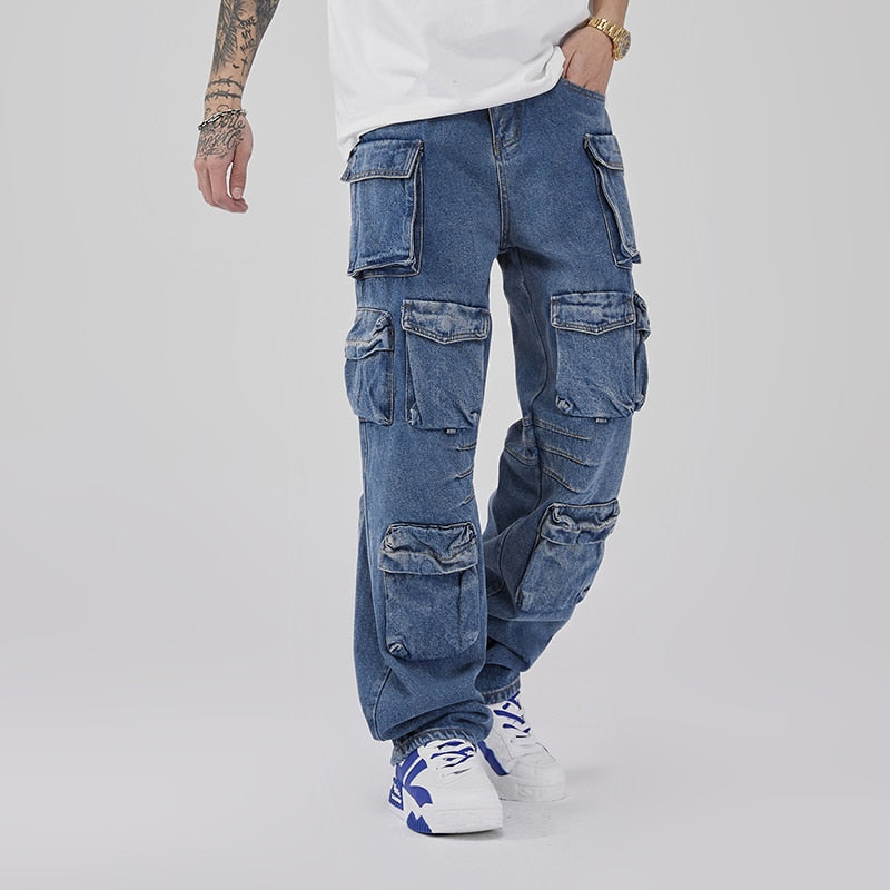 Ripped Cargo Full Pocket Jeans