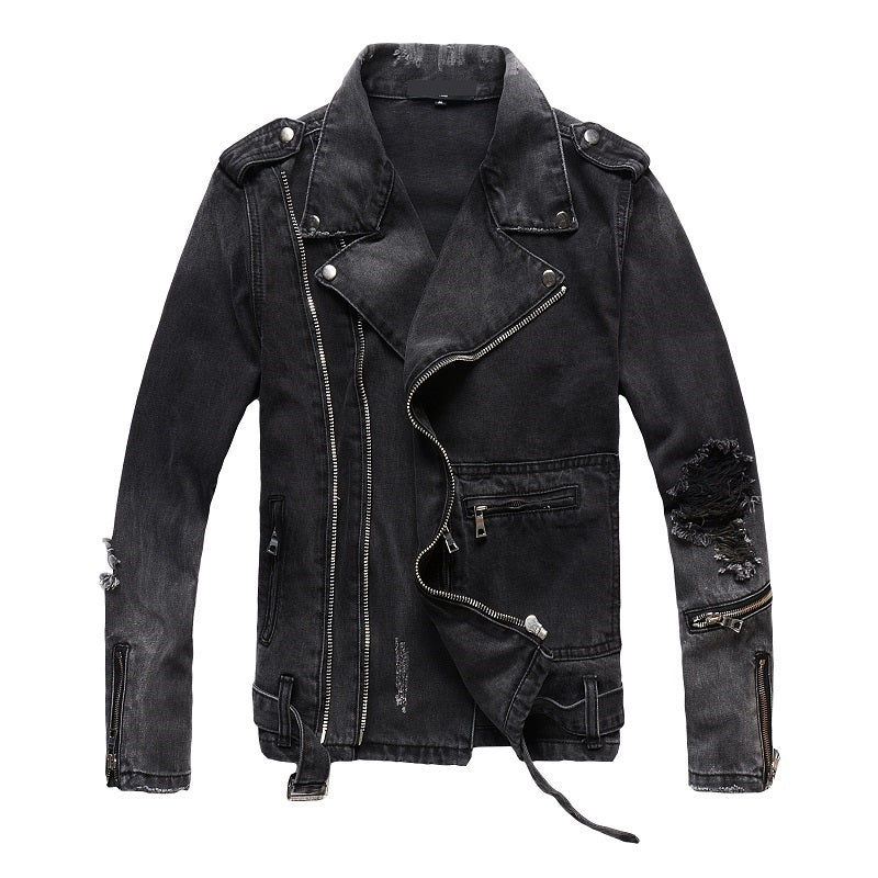 Cool Zippers Highlight Men Biker Denim Jacket - FanFreakz