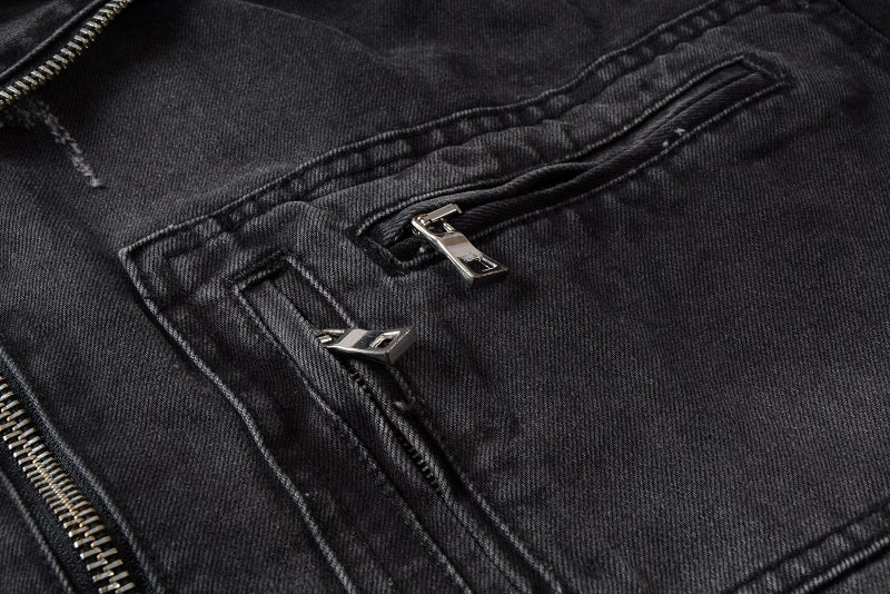 Cool Zippers Highlight Men Biker Denim Jacket - FanFreakz