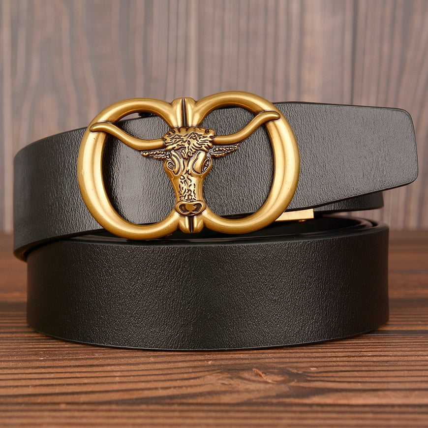 Bull Double Loop Buckle Leather Belt