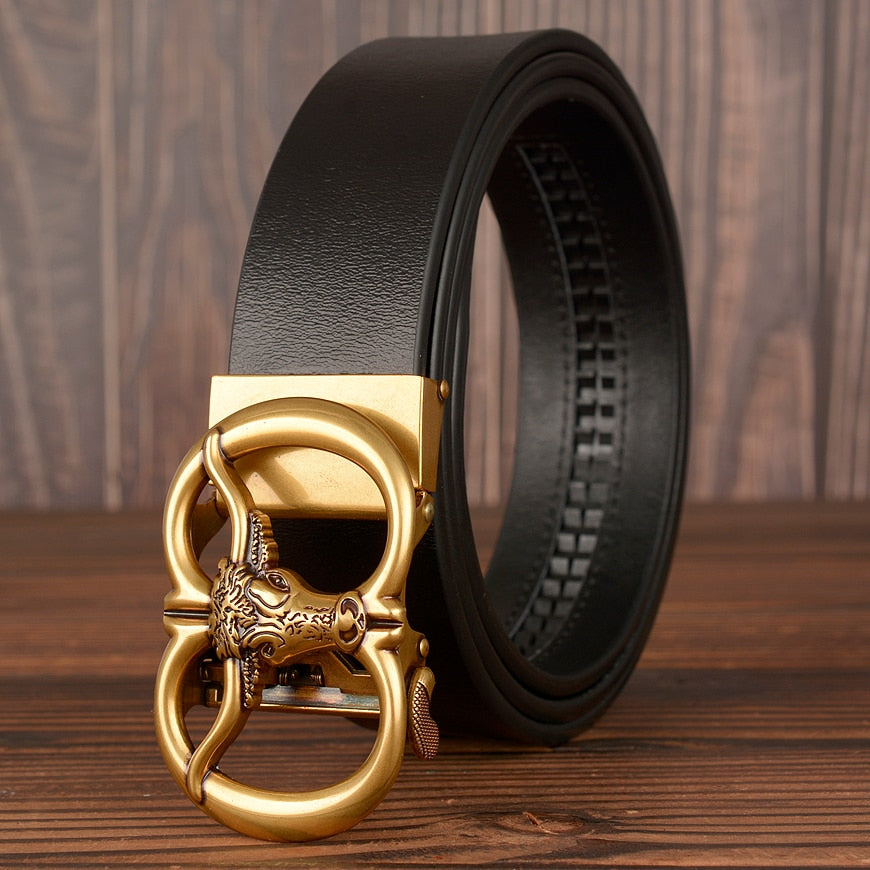 Bull Double Loop Buckle Leather Belt