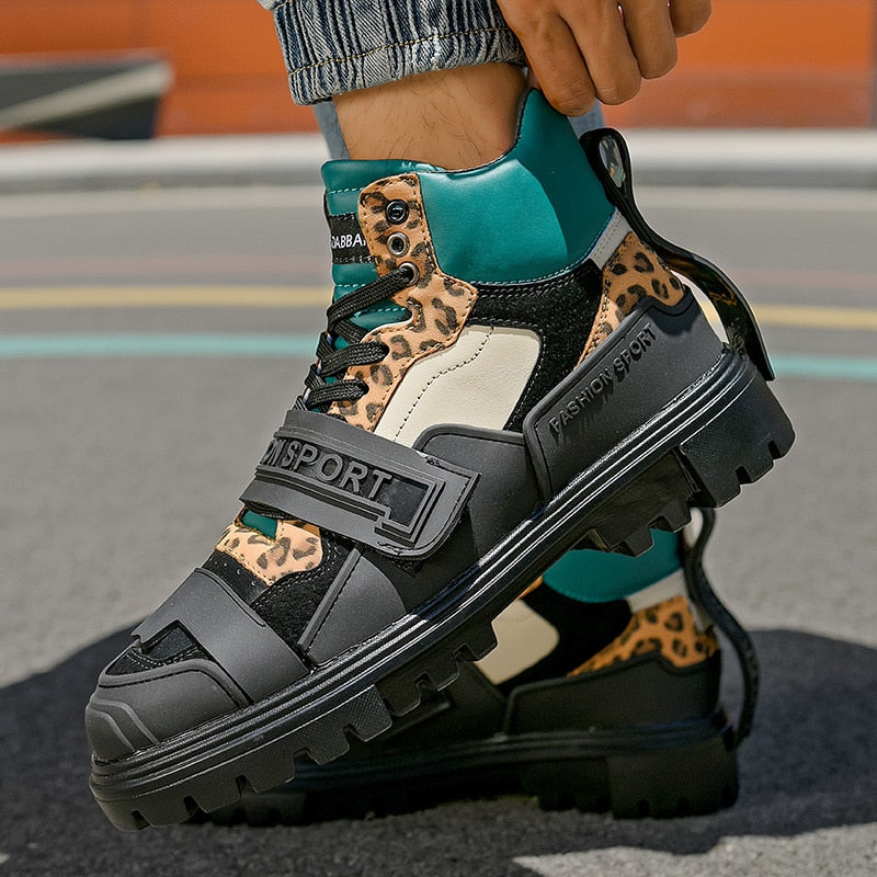 Leopard Printed Patchwork Casual Platform Sneaker