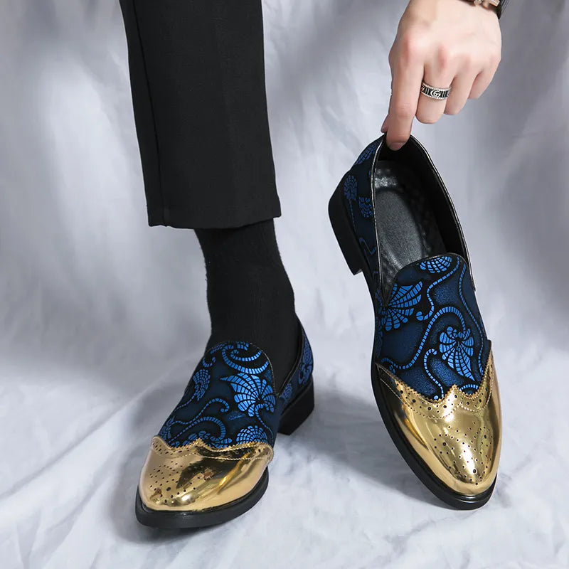 Patchwork Printed Leather Loafers