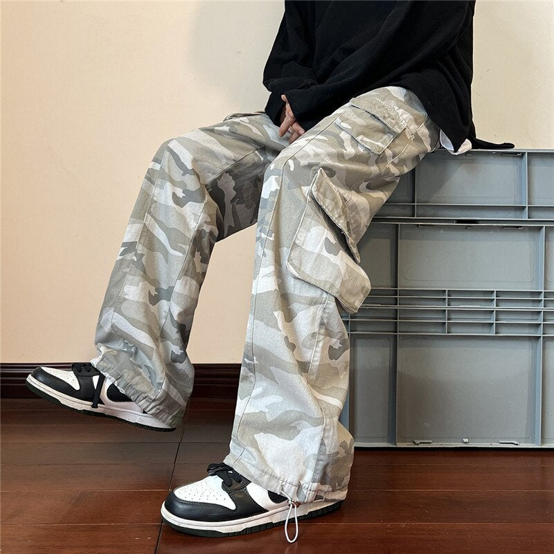 Camouflage Straight Multi-pocket Pants