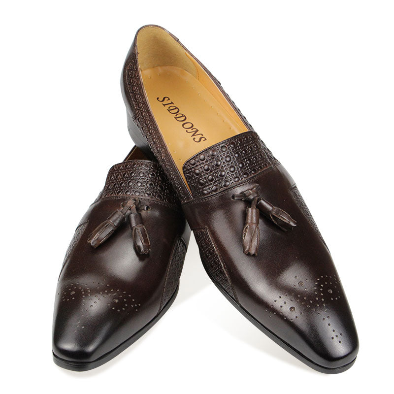 Tassels Brown Leather Loafers Shoes