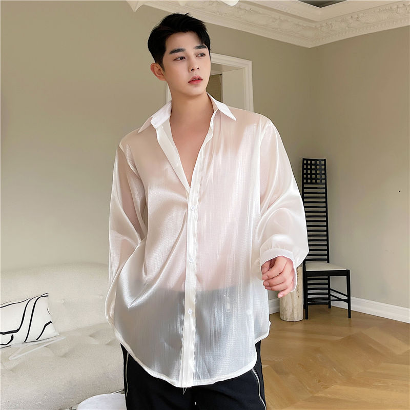 Mono Color Sheer Long-Sleeved Shirt