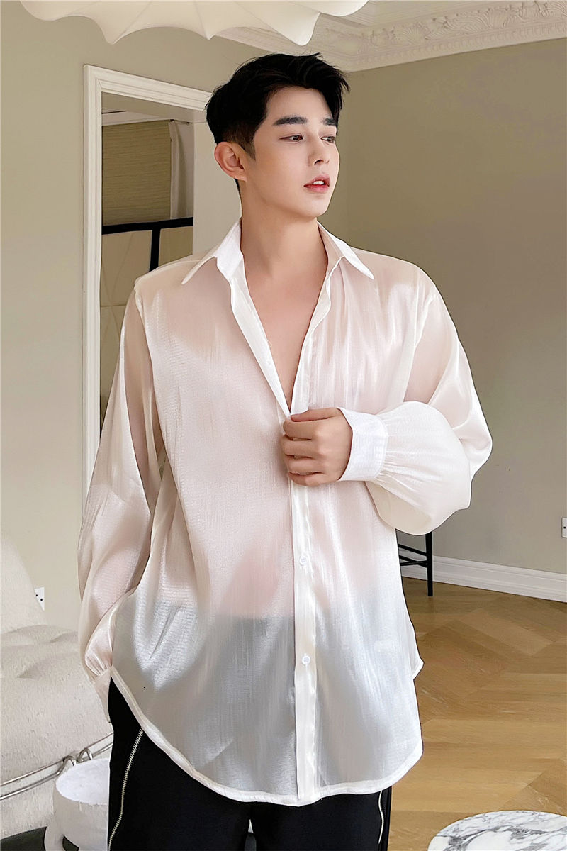 Mono Color Sheer Long-Sleeved Shirt